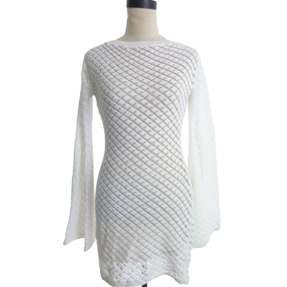 Meshki White Knit Mini Dress